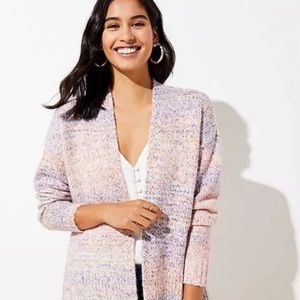 LOFT Spacedye Linen Blend Duster Cardigan Small S